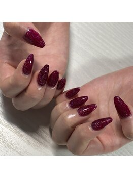 ワンカラー×フラッシュネイル