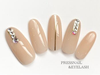 プレス ネイルアンドアイラッシュ(PRESS NAIL&EYELASH)/ベージュ×ラインアート☆