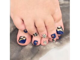 チェック柄フットネイル