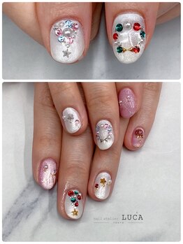 ネイルアトリエルカ(nail atelier LUCA)/M-54大人可愛いクリスマスネイル