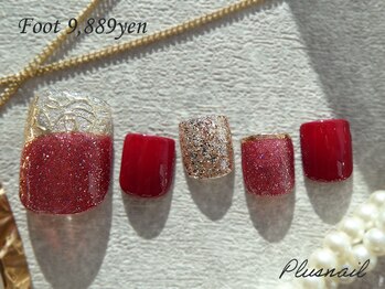 プラスネイル 銀座中央通り店(PLUS NAIL)/【1686】キラキラフットネイル☆