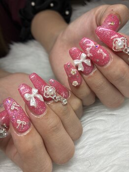 春/ピンク/パーツ/リボン