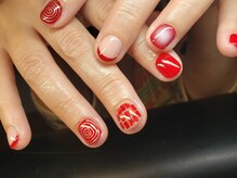 moqu.【モク】/赤ニュアンスアートネイル