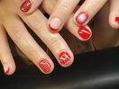 赤ニュアンスアートネイル