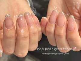 シアーピンク×ラメフレンチ