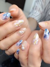 レディグリッター(Lady glitter)/シェル&大理石風ネイル