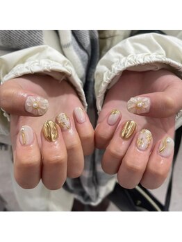 アイスタジオ アンド タブルネイル 梅田店(EYE STUDIO&W NAIL)/ニュアンスネイルxフラワー/梅田