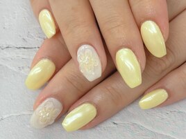 【森】バターイエローお花ネイル