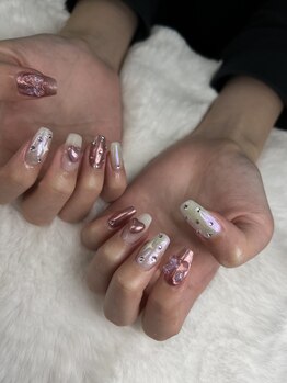 ユニティネイル(Unity nail)/オーロラミラー×ハート◎