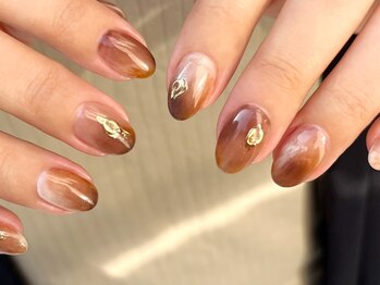ネイルマジック 仙台一番町店(NAIL MAJIC)/もやっとカフェラテネイル¥9900