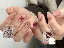 アンジュブラウン(angebrown)/【ハートドット柄ネイル】