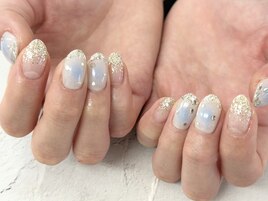 【森】ガラスフレンチ×水色