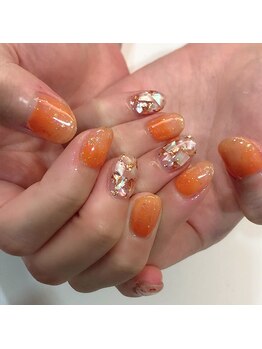 グラマラス アンジェアイ 荻窪店(glamourous ange eye)/オレンジシェルネイル