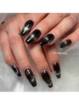 サランネイル(sarang nail.)/ブラックマグネットフレンチ