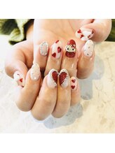 アンジェリーク ネイル(Angeleek NAIL)/赤ハート×パーツリボン
