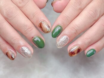 ブリスフルハピネス(Blissful happiness)/べっこうデザインネイル