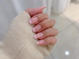 春ネイルくすみピンクフレンチ
