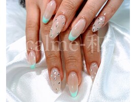 ミントフレンチ×ストーンネイル