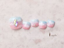 アイネイルズ 横浜EAST店(I-nails)/雲グラデフットネイル