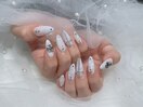 持ち込み/白ネイル/クロム風