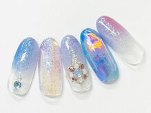 コルン/ブルーオーロラフィルムネイル