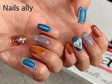 ネイルズアリー 立川店(Nails ally)/べっこう×ハート×ビジュー×秋