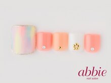 ネイルサロンアビー 北千住店(abbie)/春色縦マーブルFoot ￥12166
