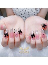 ヘブン ネイル 鶯谷(HEAVEN Nail)/ブラックリボンネイル