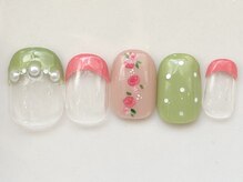 カラ ネイル 中津店(calla nail)/薔薇とフレンチ