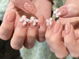 ハートホロ × リボンネイル