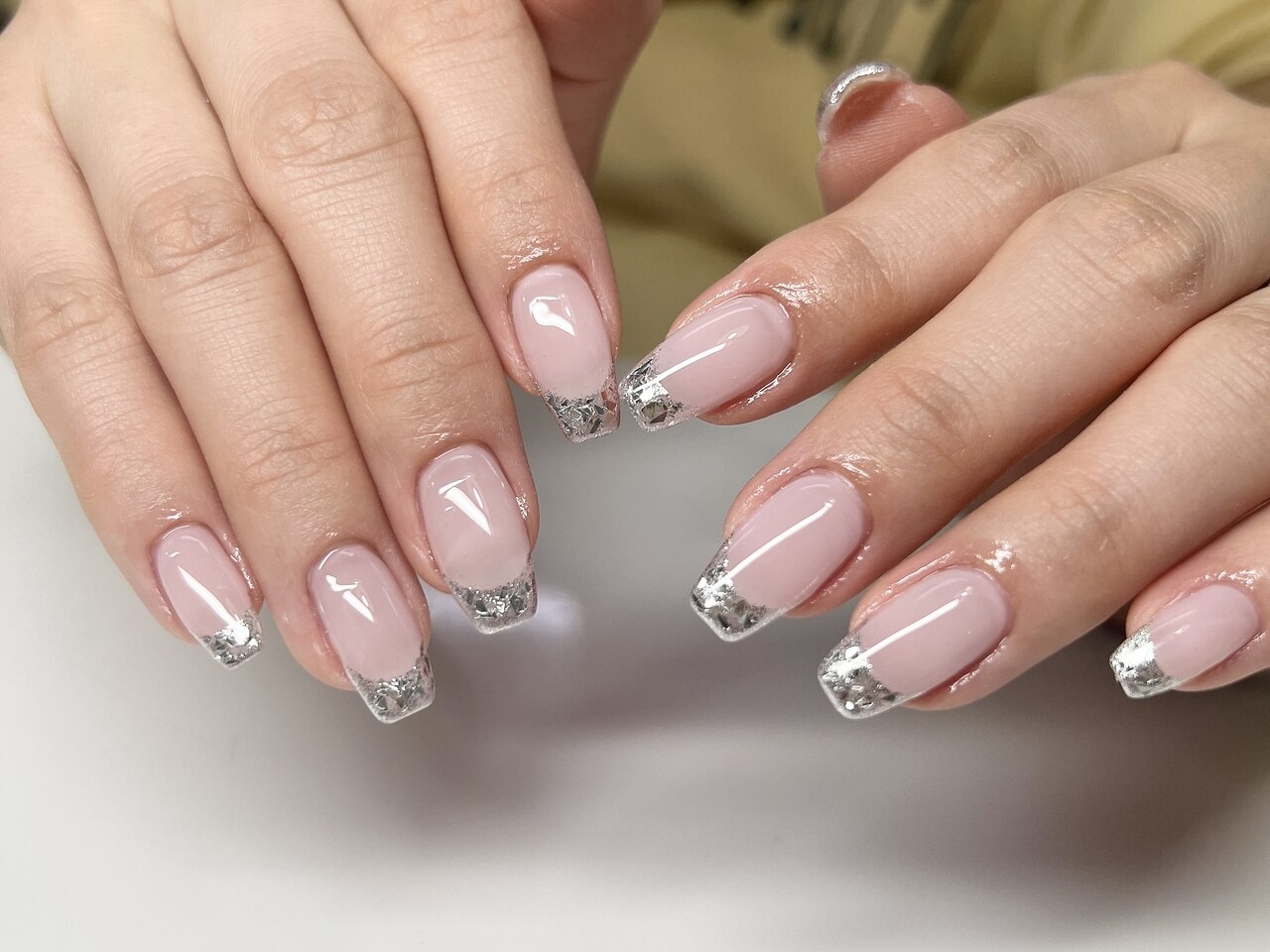 ガラスフレンチネイル：PG007577602｜ネイルバイスターリー 川口(NAIL