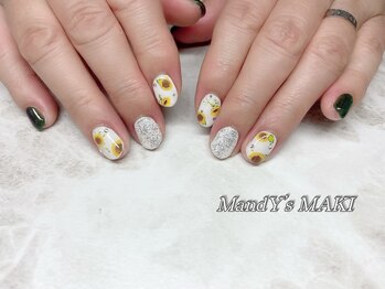 ボルドー/カーキ/ひまわり