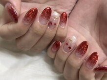 ネイルライフ(NailLife)/赤グラデサクランボ持ち込やり放