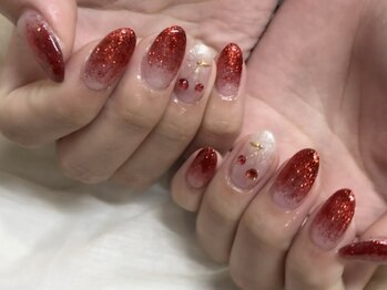ネイルライフ(NailLife)/赤グラデサクランボ持ち込やり放