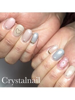 クリスタルネイル ボンベルタ橘店(CRYSTAL NAIL)/シンプルガーリーネイル