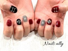 ネイルズアリー 立川店(Nails ally)/フラッシュネイル×メタルパーツ