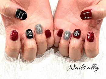ネイルズアリー 立川店(Nails ally)/フラッシュネイル×メタルパーツ