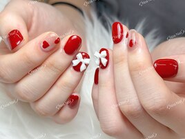 リボンネイル　ハートネイル