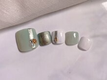 ルームヘアネイル 曙橋店(Room hair nail)/爽やかグリーンフットネイル☆