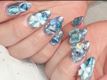 ラメ×ブルー×パーツ