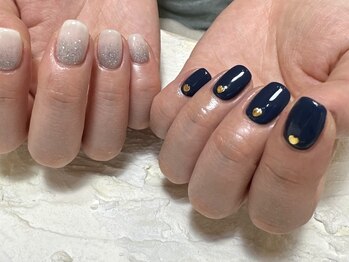 デューネイルスタジオ(dew nail studio)/ネイビー×ホワイト