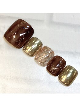 ライト ネイルズ ニシノミヤ(light nails NISHINOMIYA)/フット☆ ブラウンニュアンス☆