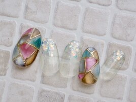 ステンドグラス風アートネイル