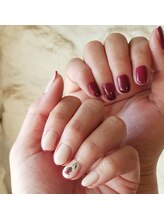 リアン 大宮(Rian)/ワンカラー×ローズ/お花ネイル