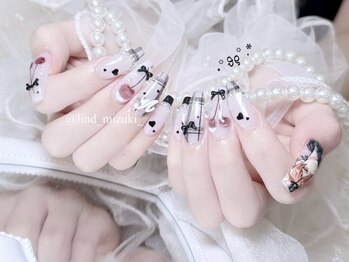 リンドネイル バイ モカ アンド ララ(Lind nail by moca and LaLa)/【mizuki】黒/チェックネイル