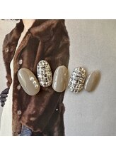 レイネイル レイアイ レイエステティック 扶桑店/グレー×ツイードネイル