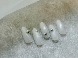 シンプル　キレイめ　春ネイル
