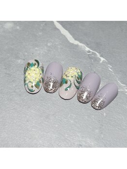 リュクネイル 拝島店(RyukuNail)/手書きミモザネイル