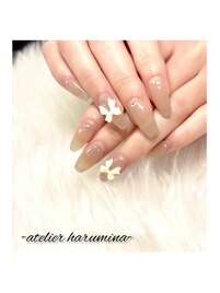 大人ベージュ/リボン