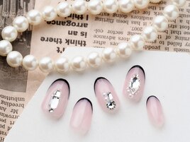 韓国風☆細黒フレンチnail